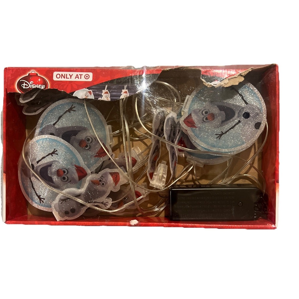 Disney Frozen Olaf Snowman Strand Of 10 Holiday Christmas Lights‎ Decor Battery